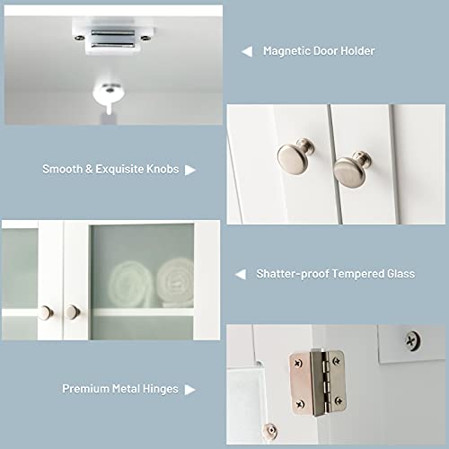 Tangkula Bathroom Floor Cabinet, Freestanding Storage Cabinet w/Gl...