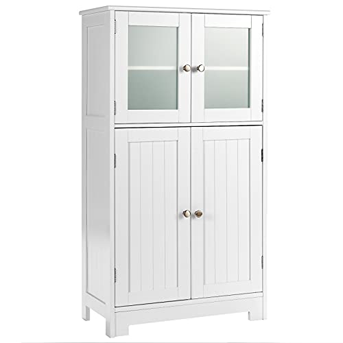 Tangkula Bathroom Floor Cabinet, Freestanding Storage Cabinet w/Gl...