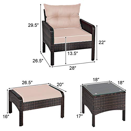 Tangkula Wicker Furniture Set 5 Pieces PE Wicker Rattan Outdoor Al...