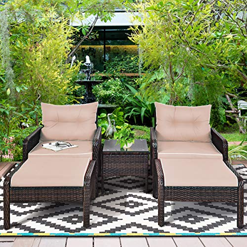 Tangkula Wicker Furniture Set 5 Pieces PE Wicker Rattan Outdoor Al...