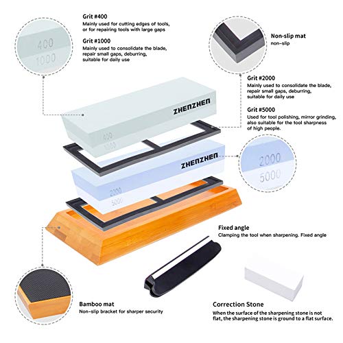 Knife sharpening stone,400/1000.2000/5000 Double Side Grit Waterst...