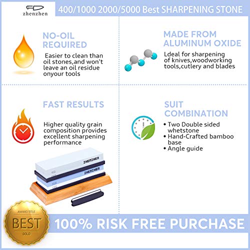 Knife sharpening stone,400/1000.2000/5000 Double Side Grit Waterst...