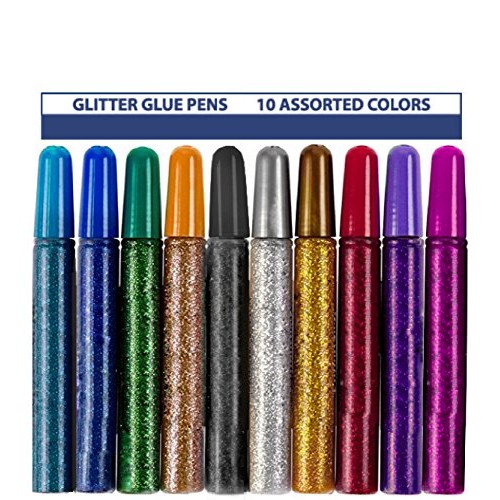 Tassel Toppers 10 Pack - Non-Toxic Washable Glitter Glue Stick Set...