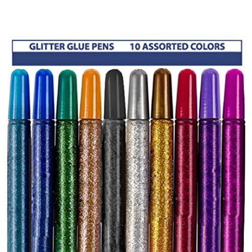 Tassel Toppers 10 Pack - Non-Toxic Washable Glitter Glue Stick Set...