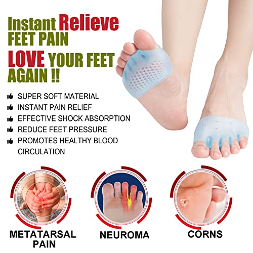 Toe Separators, 3 Pairs, Blue Toe Spacers, with Soft & Breathabl...