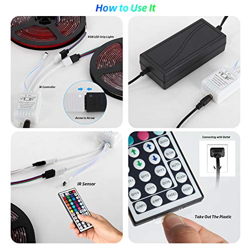 LED Strip Lights, TATUFY 10M/32.8FT 300 LEDs SMD 5050 RGB Strip Li...