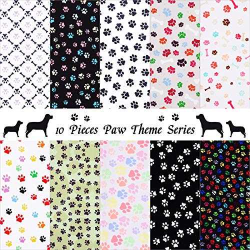 10 Pieces Paws Fabric Cute Paw Prints Squares Paw Print Fabric 10 ...