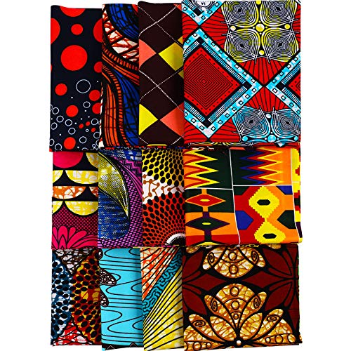12 Pieces African Fabric Fat Quarters 19.5 x 15.7 Inch 50 x 40 cm...