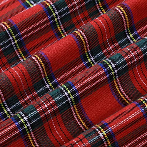 2 Pcs Christmas Red Plaid Fabric Buffalo Checked Cloth Yarn-Dyed T...