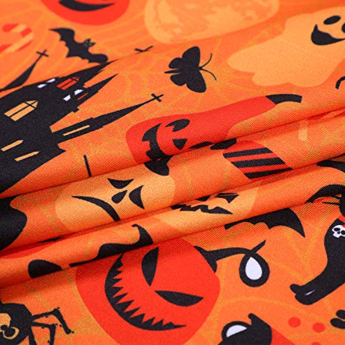 2 Pieces Halloween Cotton Fabric 1 Yard Ghost Pumpkin Cats Pattern...
