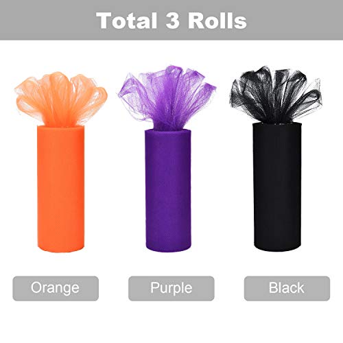 3 Spools Halloween Tulle Rolls Tulle Netting Rolls Tulle Fabric Sp...