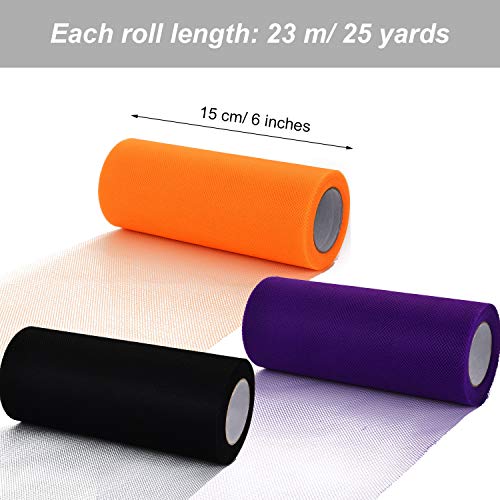 3 Spools Halloween Tulle Rolls Tulle Netting Rolls Tulle Fabric Sp...