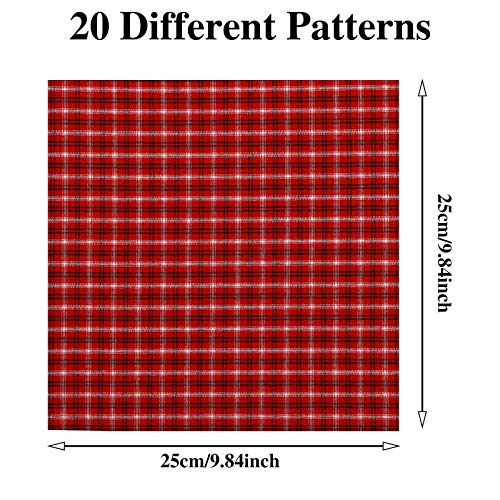 40 Pieces 9.84 x 9.84 Inch Check Print Fabric Plaid Bundle Squares...