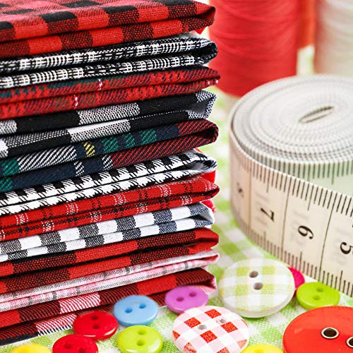 40 Pieces 9.84 x 9.84 Inch Check Print Fabric Plaid Bundle Squares...