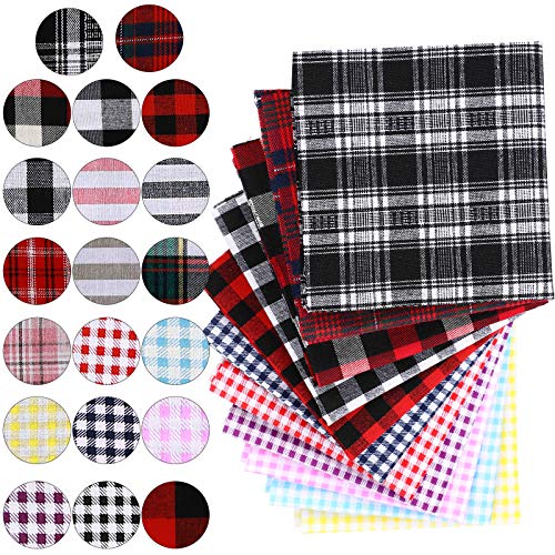 40 Pieces 9.84 x 9.84 Inch Check Print Fabric Plaid Bundle Squares...