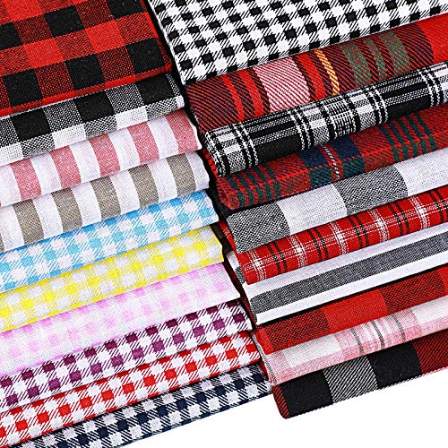 40 Pieces 9.84 x 9.84 Inch Check Print Fabric Plaid Bundle Squares...