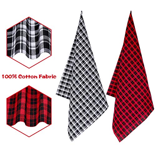 6 Pieces Christmas Fabric Bundle Squares 20 x 20 Inch Red Black Bu...