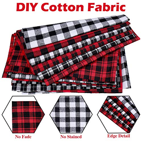 6 Pieces Christmas Fabric Bundle Squares 20 x 20 Inch Red Black Bu...