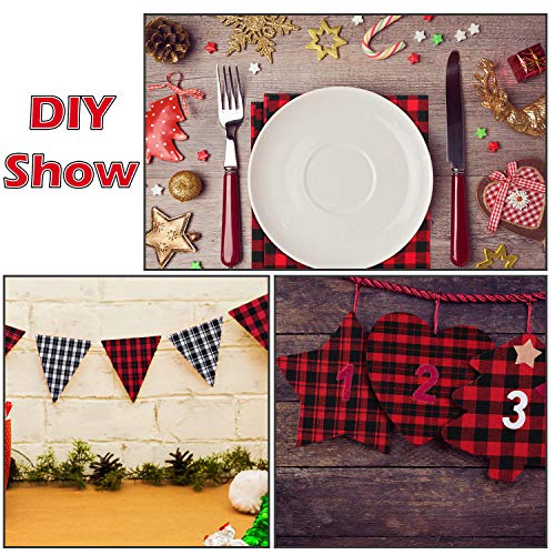 6 Pieces Christmas Fabric Bundle Squares 20 x 20 Inch Red Black Bu...