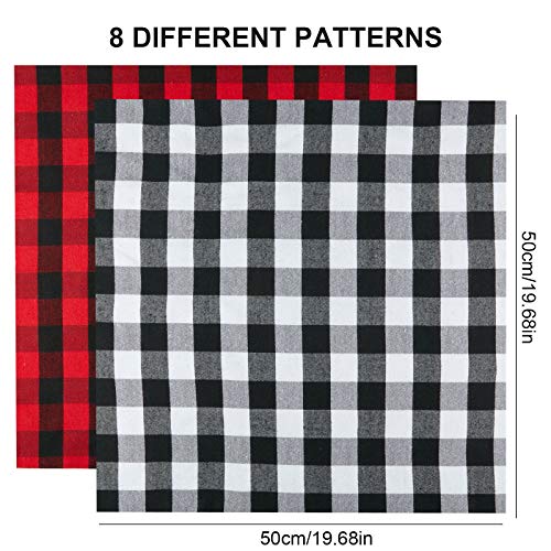 8 Pieces 20 x 20 Inch Print Plaid Fabric Check Gingham Buffalo Fab...