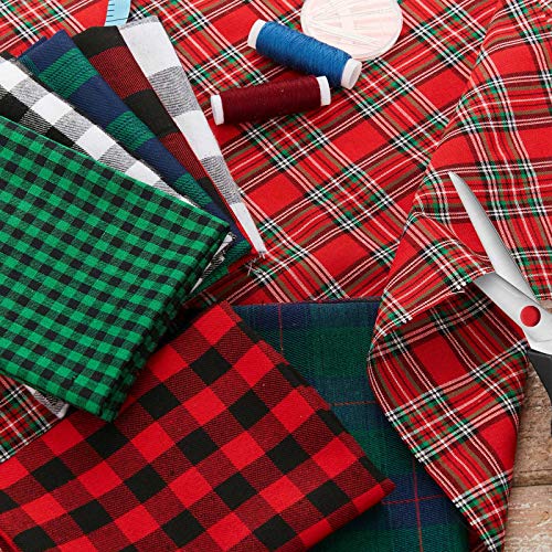 8 Pieces 20 x 20 Inch Print Plaid Fabric Check Gingham Buffalo Fab...