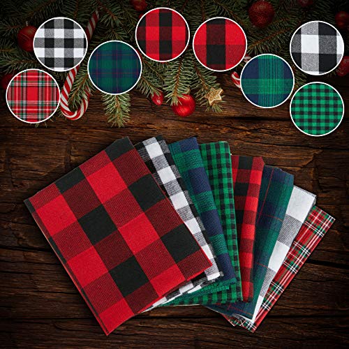 8 Pieces 20 x 20 Inch Print Plaid Fabric Check Gingham Buffalo Fab...