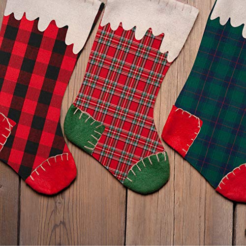 8 Pieces 20 x 20 Inch Print Plaid Fabric Check Gingham Buffalo Fab...