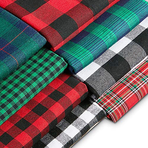 8 Pieces 20 x 20 Inch Print Plaid Fabric Check Gingham Buffalo Fab...