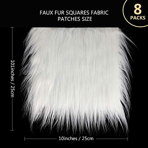 8 Pieces Faux Fur Square Fabric 10 x 10 Inch Shaggy Fur Patches Fa...
