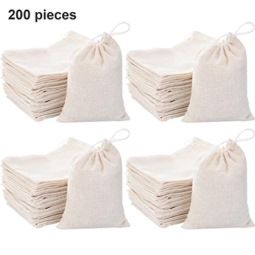 Tatuo 200 Pack Cotton Muslin Bags Burlap Bags Sachet Bag Multipurp...