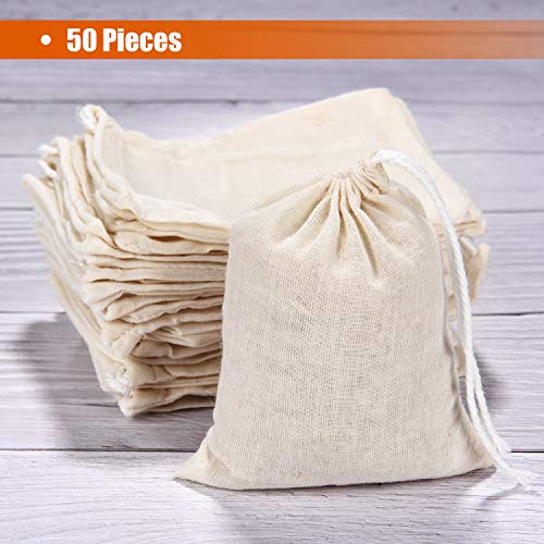 Tatuo 50 Pieces Cotton Drawstring Bags Muslin Bag Sachet Bag for W...