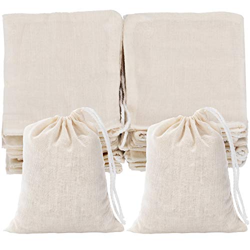 Tatuo 50 Pieces Cotton Drawstring Bags Muslin Bag Sachet Bag for W...