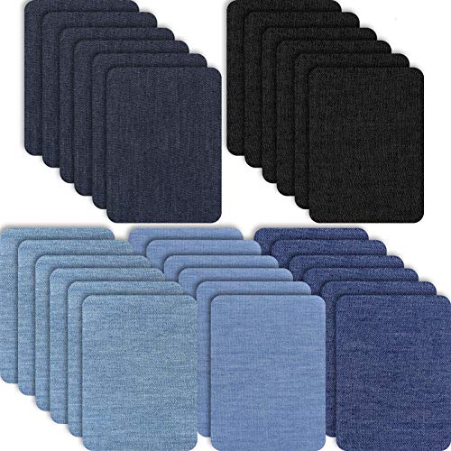 30 Pieces Iron on Fabric Patches Denim Jean Repair Patches Clothin...