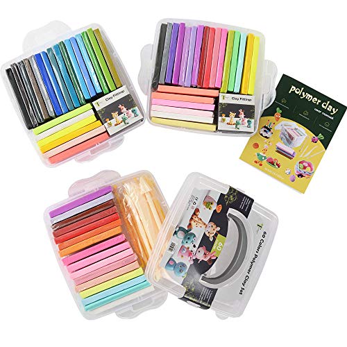 Tavolozza 60 Colors Polymer Clay Set, 1oz/Block Oven Bake with 19 ...