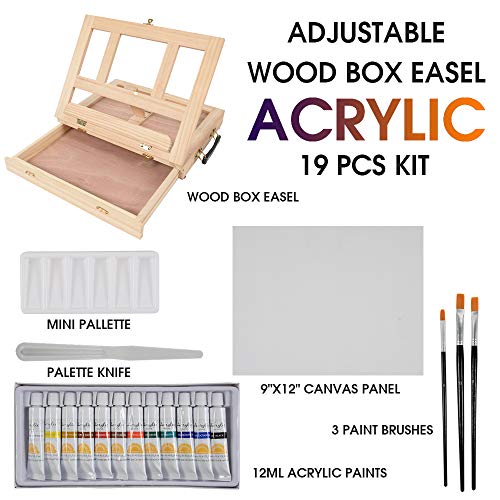 Tavolozza Wooden Mixed Media Art Set Easel Painting Kit with Wood ...