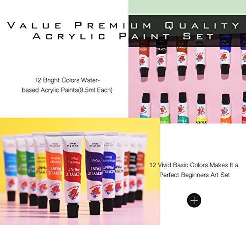 TBC The Best Crafts 12 Colors12 x 12ml Acrylic Paint Set for Pro...