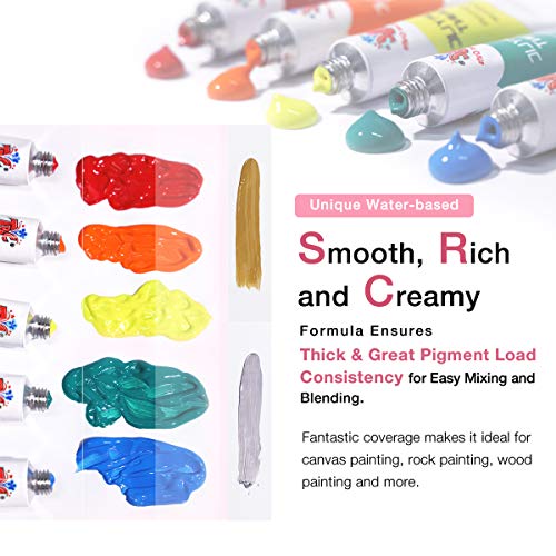 TBC The Best Crafts 12 Colors12 x 12ml Acrylic Paint Set for Pro...