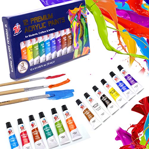 TBC The Best Crafts 12 Colors12 x 12ml Acrylic Paint Set for Pro...