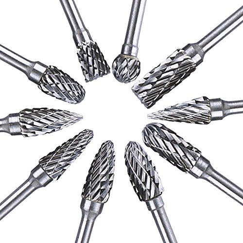 Tungsten Carbide Rotary Burr Set,1set Of 10 Wood Carving Drill Bit...