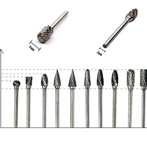 Tungsten Carbide Rotary Burr Set,1set Of 10 Wood Carving Drill Bit...