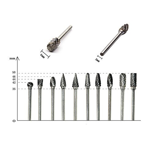 Tungsten Carbide Rotary Burr Set,1set Of 10 Wood Carving Drill Bit...