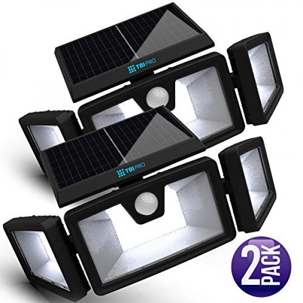 6500K Extra-Wide 7W TBI Security Solar Lights Outdoor 216 LEDs 2200LM