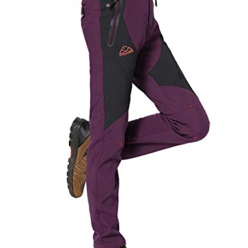 TBMPOY Womens Windproof Waterproof Snow Pants Outdoor Hiking Flee...