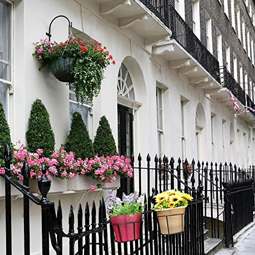 4 Pack Round Hanging Railing Planters Iron Art Hanging Baskets Flo...