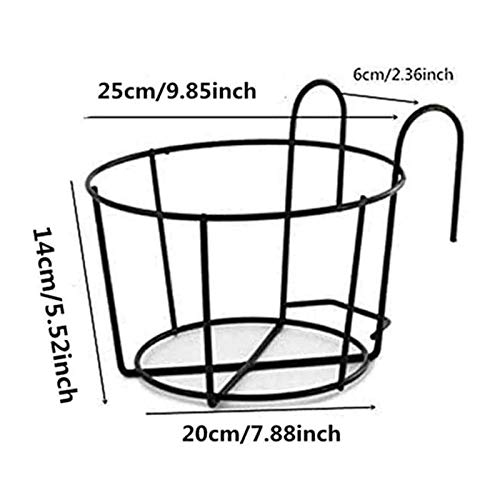 4 Pack Round Hanging Railing Planters Iron Art Hanging Baskets Flo...