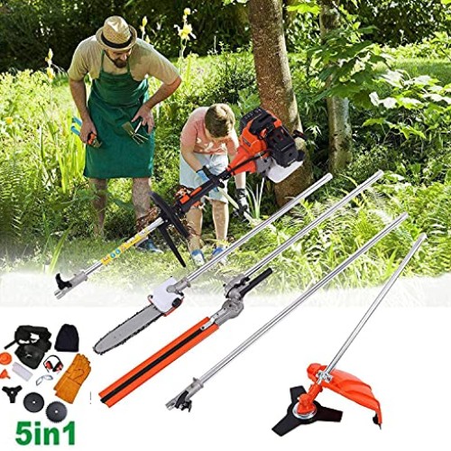 Brush Cutter 52CC 5 in 1 Petrol Hedge Trimmer Gas Powered Chainsaw...
