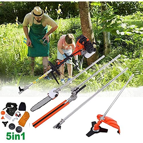 Brush Cutter 52CC 5 in 1 Petrol Hedge Trimmer Gas Powered Chainsaw...
