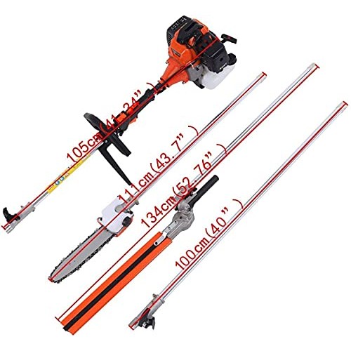 Brush Cutter 52CC 5 in 1 Petrol Hedge Trimmer Gas Powered Chainsaw...