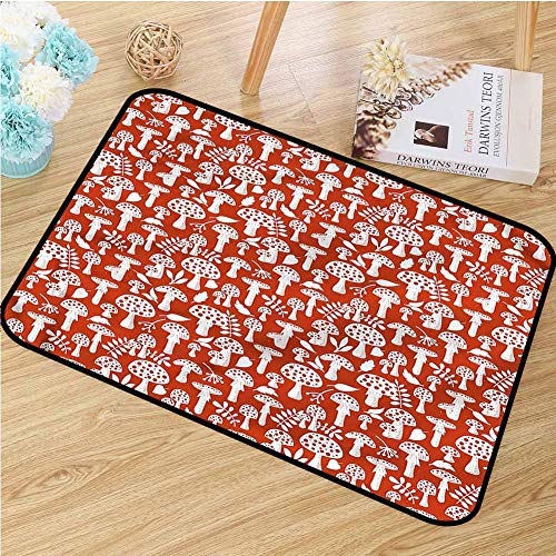 TBRfine Mushroom, Bath Mat, Leaves Berries Amanita, Floor Mat Patt...