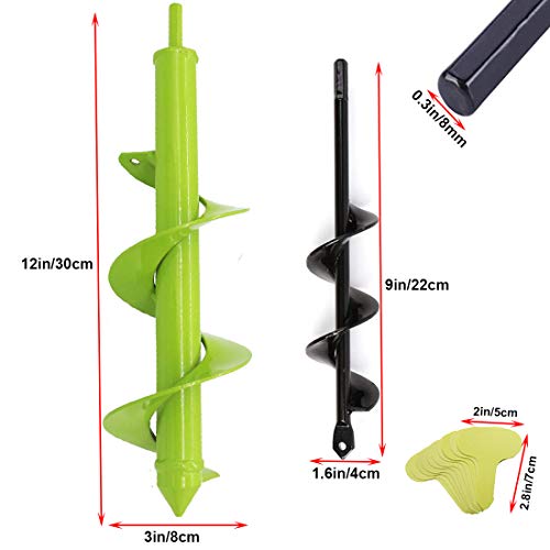 Auger Drill Bit 1.6x9inch & 3x12inch Garden Plant Flower Bulb Auge...